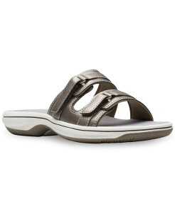 N[NX fB[X V[Y T_ Clarks Women's Cloudsteppers Breeze Piper Comfort Slide Sandals Pewter s[^[