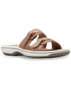N[NX fB[X V[Y T_ Clarks Women's Cloudsteppers Breeze Piper Comfort Slide Sandals Warm Beige x[W