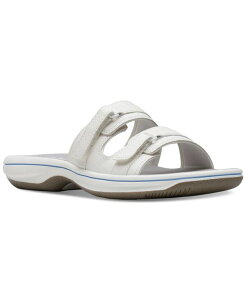 N[NX fB[X V[Y T_ Clarks Women's Cloudsteppers Breeze Piper Comfort Slide Sandals White zCg