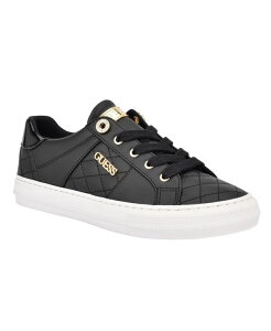 QX fB[X V[Y Xj[J[ [X GUESS Women's Loven Lace-Up Sneakers Black/White Quilted zCg