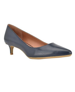 �J���o���N���C�� ���f�B�[�X �V���[�Y �p���v�X �q�[�� Calvin Klein Women's Gabrianna Pointed Toe Kitten Heel Pumps Navy Leather �l�C�r�[