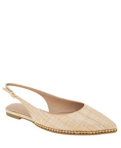 BCB �W�F�l���[�V���� ���f�B�[�X �V���[�Y �p���v�X BCBGeneration Women's Valerie Studded Slingback Pointed-Toe Flats Natural Raffia