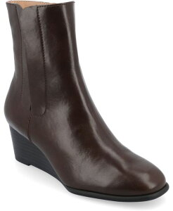 �W�����l �R���N�V���� ���f�B�[�X �V���[�Y �u�[�c�E���C���u�[�c �q�[�� Journee Collection Women's Kylo Tru Comfort Foam Stacked Wedge Heel Soft Square Toe Booties Brown �u���E��