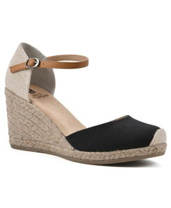 �z���C�g�}�E���e�� ���f�B�[�X �V���[�Y �T���_�� White Mountain Women's Mamba Espadrille Wedges Black �u���b�N
