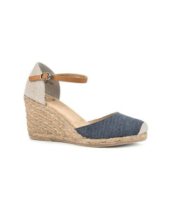 �z���C�g�}�E���e�� ���f�B�[�X �V���[�Y �T���_�� White Mountain Women's Mamba Espadrille Wedges Denim Blue Fabric �f�j��