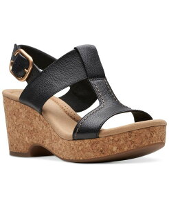 N[NX fB[X V[Y T_ vbgtH[ q[ Clarks Giselle Style Wedge Heel Platform Sandals Black ubN