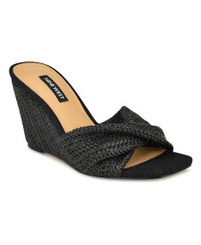 【送料無料】 ナインウェスト レディース サンダル シューズ Women's Nikhil Slip-On Square Toe Wedge Sandals Black