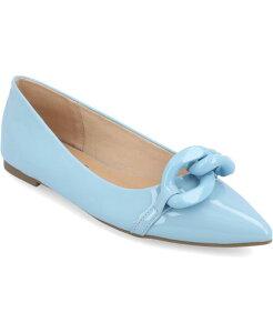 �W�����l �R���N�V���� ���f�B�[�X �V���[�Y �p���v�X Journee Collection Women's Clareene Chain Pointed Toe Flats Blue �u���[