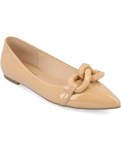 �W�����l �R���N�V���� ���f�B�[�X �V���[�Y �p���v�X Journee Collection Women's Clareene Chain Pointed Toe Flats Tan �^��