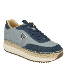 【送料無料】 ゲス レディース スニーカー シューズ Women's Stefen Lace Up Closed Toe Casual Espadrille Sneakers Blue Denim - Textile