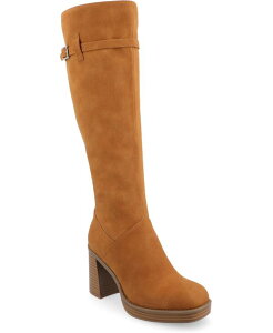 【送料無料】 ジュルネ コレクション レディース ブーツ・レインブーツ シューズ Women's Letice Tru Comfort Foam Wide Width Regular Calf Platform Square Toe Boots Cognac