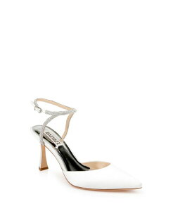 �o�b�W�F���[�~�V���J ���f�B�[�X �V���[�Y �p���v�X �A���N�� Badgley Mischka Women's Kamilah Ankle Strap Evening Pump White Satin �z���C�g