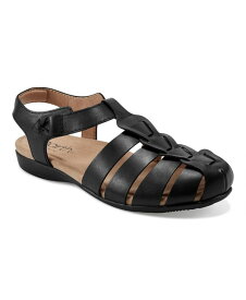 【送料無料】 アース レディース サンダル シューズ Women's Blake Casual Slip-on Strappy Flat Sandals Black Leather