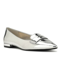 yz iCEFXg fB[X pvX V[Y Women's Lallin Pointy Toe Slip-on Dress Flats Silver Mirror Metallic