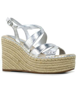 yz PlXR[ fB[X T_ V[Y Women's Solace Espadrille Platform Wedge Sandals Silver- Metallic Pu