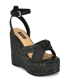 【送料無料】 ナインウェスト レディース サンダル シューズ Women's Eaden Ankle Strap Round Toe Wedge Sandals Black