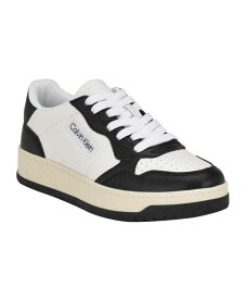 【送料無料】 カルバンクライン レディース スニーカー シューズ Women's Rhean Round Toe Lace-Up Casual Sneakers White Black Multi