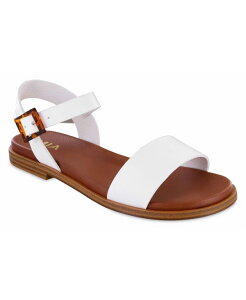 �~�A ���f�B�[�X �V���[�Y �T���_�� MIA Women's Peyton Round Toe Flat Sandals White �z���C�g
