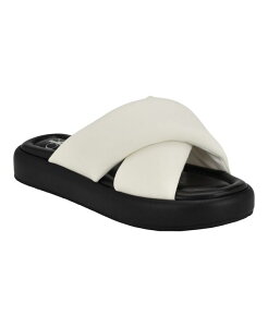 JoNC fB[X V[Y T_ Calvin Klein Women's Evey Criss-Cross Slip-On Sandals White zCg