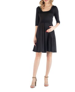 24 �Z�u���R���t�H�[�g ���f�B�[�X �g�b�v�X �����s�[�X �}�^�j�e�B 24seven Comfort Apparel Fit and Flare Scoop Neck Maternity Dress Black �u���b�N