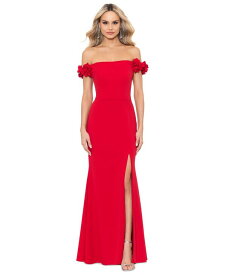 【送料無料】 エスケープ レディース ワンピース トップス Petite Off-The-Shoulder Scuba Crepe Gown Red