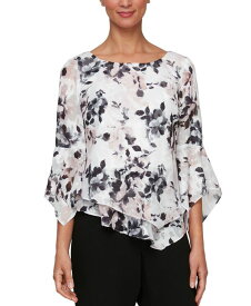 【送料無料】 アレックスイブニングス レディース シャツ トップス Petite Printed Asymmetrical Blouse Ivory/Pink