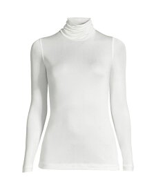 【送料無料】 ランズエンド レディース シャツ トップス Women's Petite Silk Interlock Turtleneck Long Underwear Top Ivory