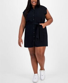 【送料無料】 アンドノウディス レディース ワンピース トップス Trendy Plus Size Belted Dolman-Sleeve Shirtdress Black