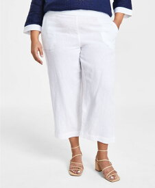 【送料無料】 チャータークラブ レディース カジュアルパンツ ボトムス Plus Size Linen Cropped Pants Bright White