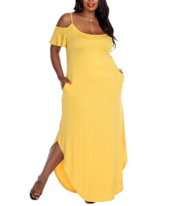zCg}[N fB[X gbvX s[X }LVs[X vXTCY }LV White Mark Plus Size Lexi Maxi Dress Mustard }X^[h