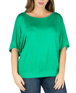 24 �Z�u���R���t�H�[�g ���f�B�[�X �g�b�v�X �V���c �v���X�T�C�Y 24seven Comfort Apparel Plus Size Short Sleeve Loose Fitting Dolman Top Green �O���[��