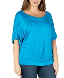24 �Z�u���R���t�H�[�g ���f�B�[�X �g�b�v�X �V���c �v���X�T�C�Y 24seven Comfort Apparel Plus Size Short Sleeve Loose Fitting Dolman Top Turquoise �^�[�R�C�Y