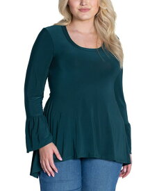 【送料無料】 24セブンコンフォート レディース シャツ トップス Plus Size Long Bell Sleeve High Low Tunic Top Hunter