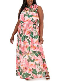 【送料無料】 アンクライン レディース ワンピース トップス Plus Size Floral-Print Maxi Dress Camelia Multi