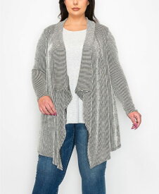 【送料無料】 コイン1804 レディース ニット・セーター カーディガン アウター Plus Size Textured Rib Flyaway Cardigan Sweater Black Ivory