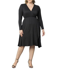 【送料無料】 キヨナ レディース ワンピース トップス Women's Plus Size Aster Faux Wrap Dress Black noir