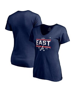 yz t@ieBNX fB[X TVc gbvX Women's Navy Atlanta Braves 2021 NL East Division Champions Locker Room Plus Size V-Neck T-shirt Navy