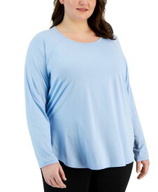 【送料無料】 イデオロギー レディース Tシャツ トップス Plus Size Essentials Long Sleeve T-Shirt Skysail Blue