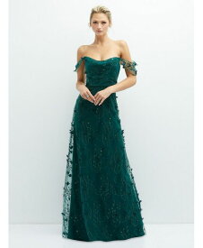 【送料無料】 ドレッシーコレクション レディース ワンピース トップス Womens Off-the-Shoulder A-line 3D Floral Embroidered Dress Evergreen