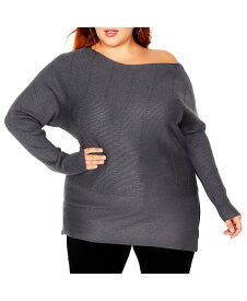 【送料無料】 シティーシック レディース ニット・セーター アウター Plus Size Lean In Sweater Grey