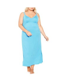【送料無料】 アベニュー レディース ナイトウェア アンダーウェア Plus Size Lace Trim Maxi Sleep Dress Milky blue