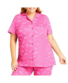 【送料無料】 アベニュー レディース ナイトウェア アンダーウェア Plus Size Button Sleep Top Sleep print