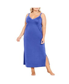【送料無料】 アベニュー レディース ナイトウェア アンダーウェア Plus Size Lace Trim Maxi Sleep Dress Blue dazzling