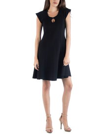 【送料無料】 24セブンコンフォート レディース ワンピース トップス Scoop Neck A-Line Dress with Keyhole Detail Black