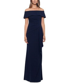 【送料無料】 エスケープ レディース ワンピース トップス Off-The-Shoulder Scuba-Crepe Gown Navy