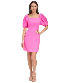 【送料無料】 ダナ キャラン ニューヨーク レディース ワンピース トップス Women's Puff-Sleeve Linen-Blend Dress Shocking Pink