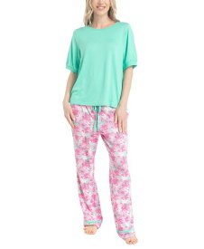 【送料無料】 ムクルクス レディース ナイトウェア アンダーウェア Women's 2-Pc. I Heart Lounge Printed Pajamas Set Green Blur