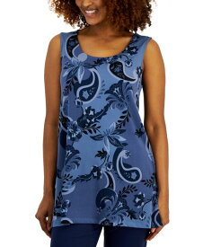 【送料無料】 ジェイエムコレクション レディース シャツ トップス Women's Printed Knit Dressing Tank Top Intrepid Blue Combo