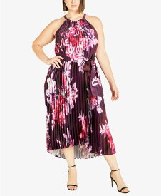 【送料無料】 アベニュー レディース ワンピース トップス Plus Size Demi Pleat Halter Neck Dress Blurred Floral