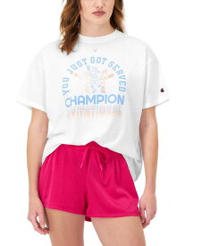 【送料無料】 チャンピオン レディース Tシャツ トップス Women's Crewneck Graphic Loose-Fit T-Shirt White